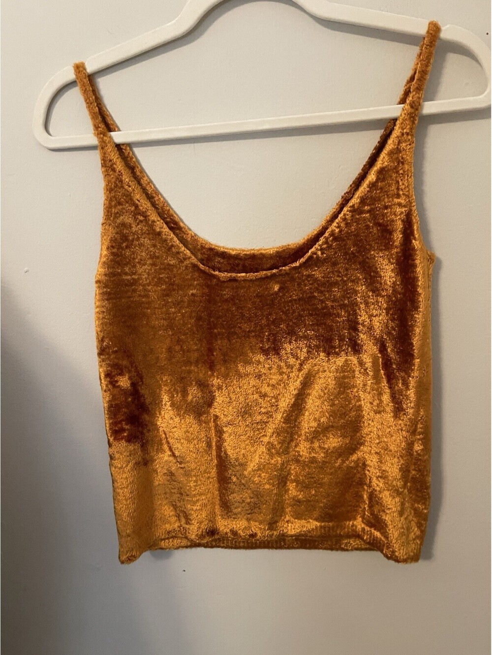 VINCE panne sweater camisole top gold Sap velvet Fuzzy XS Tank Soft Stretchy - Picture 6 of 6